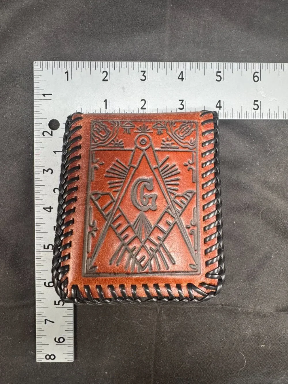 Vintage Shriners Masonic Free Mason Hand Tooled Leather Bifold Wallet